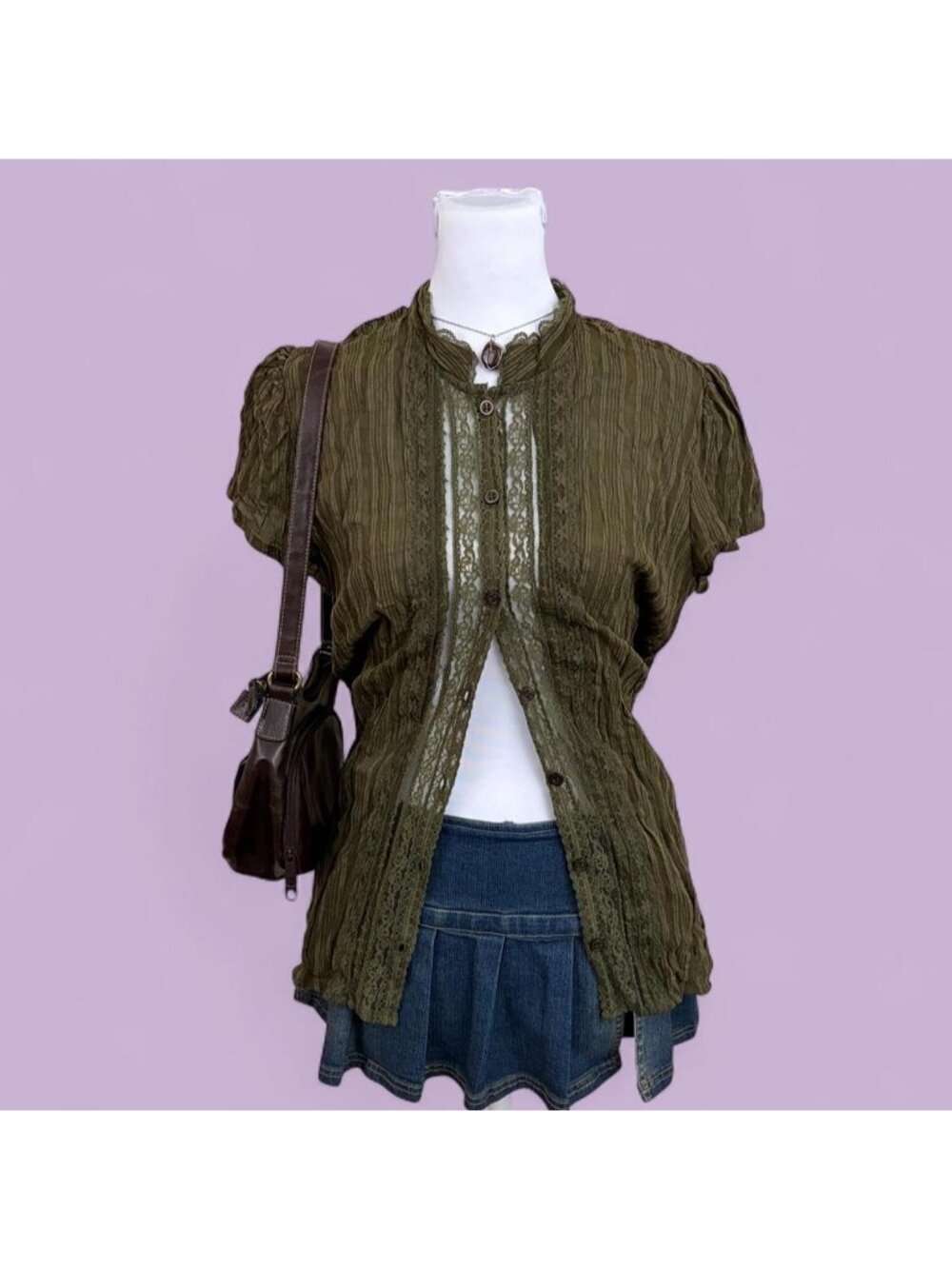 y2k lace grunge button down shirt